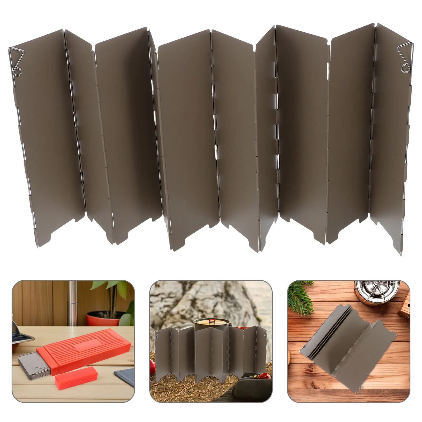 Camping Stove, Lightweight in Aluminium Alloy, Foldable in 10 Plates, Deflettore Antivento for Hiking
