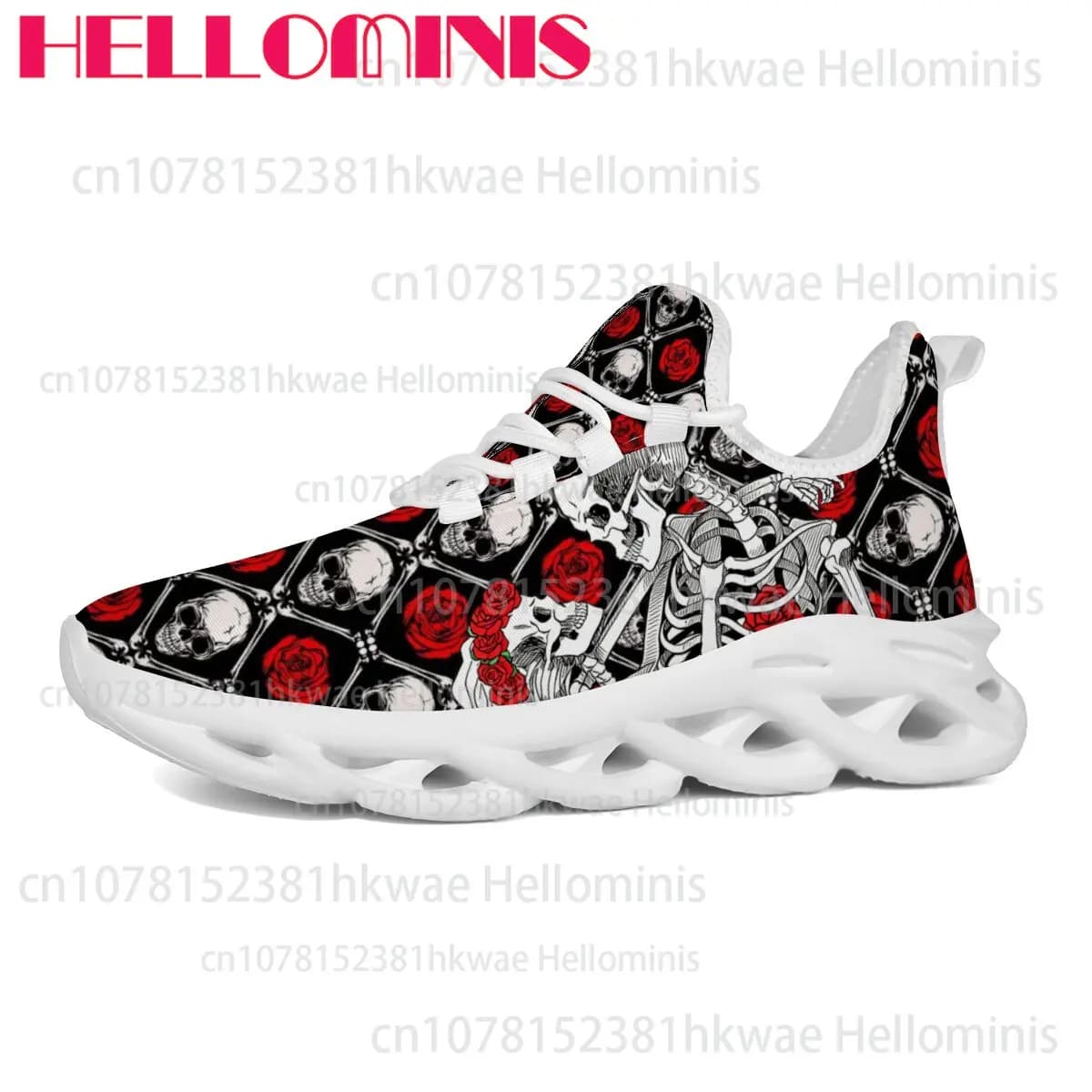 Gothic Skeleton Red Rose Unisex Couple Comfortable Breathable Trendy Casual Sneakers Waterproof Non-slip Durable Hiking Boots