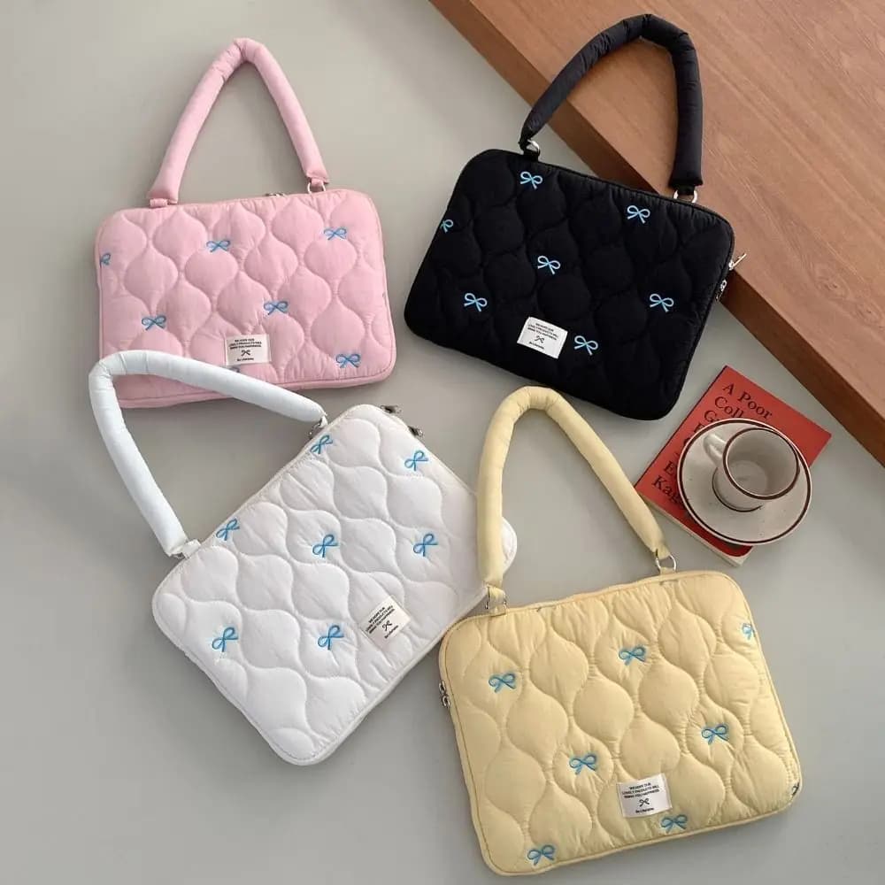 Nuova borsa a tracolla per laptop da 13-15,6 pollici Custodia per tablet Bowknot di grande capacità Borsa per laptop multifunzionale antiurto