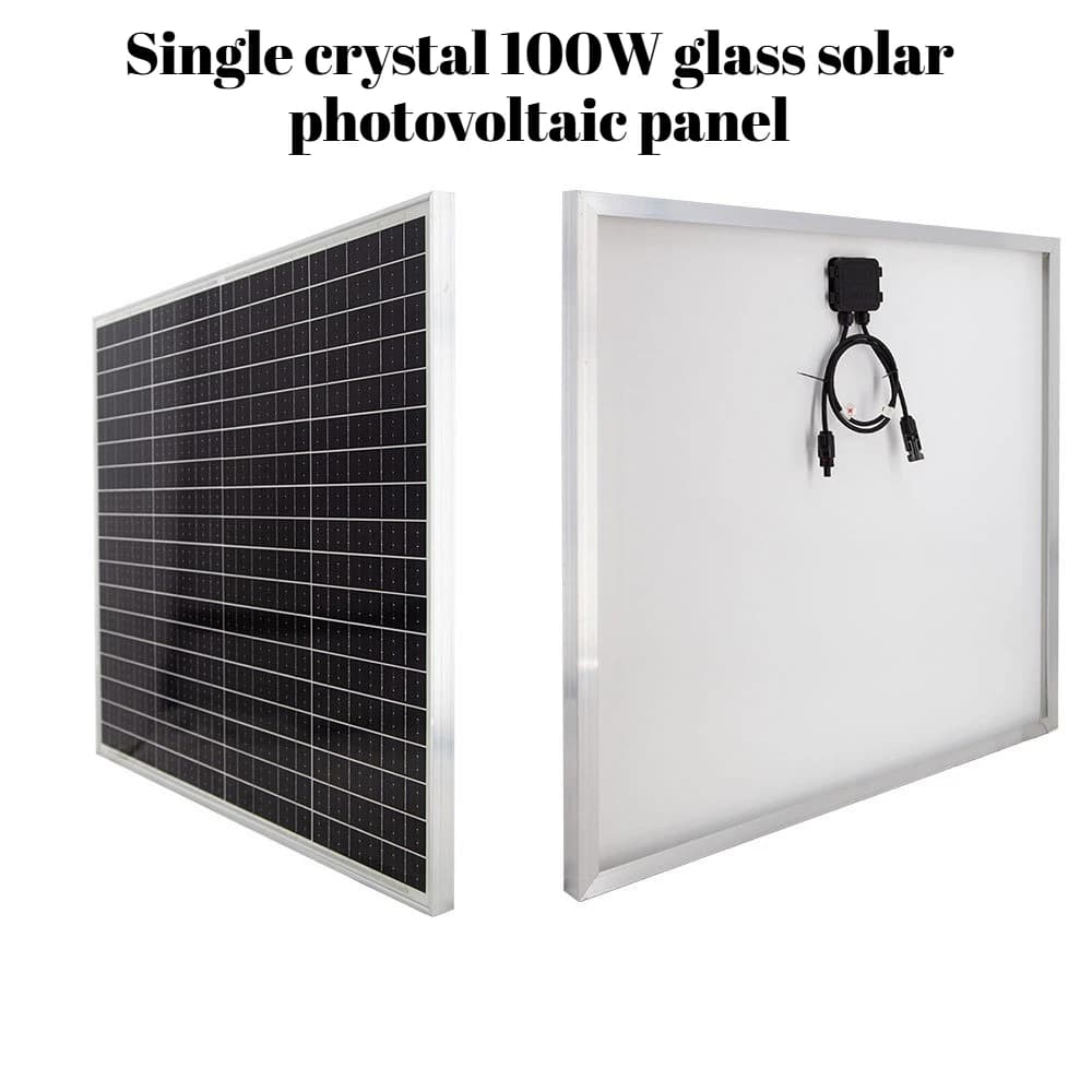 Pannello solare in vetro monocristallino da 100 W Modulo solare ad alta efficienza 18 V/12 V per montaggio sul tetto Sistema di alimentazione fuoristrada camper da campeggio