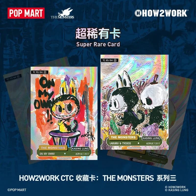 POP MART HOW2WORK CTC THE MONSTERS Serie Vol.3 Trading Card Blind Box 60 Carte Ultra Rare UR con Schizzo Autografato dall'Artista, Regalo Trendy