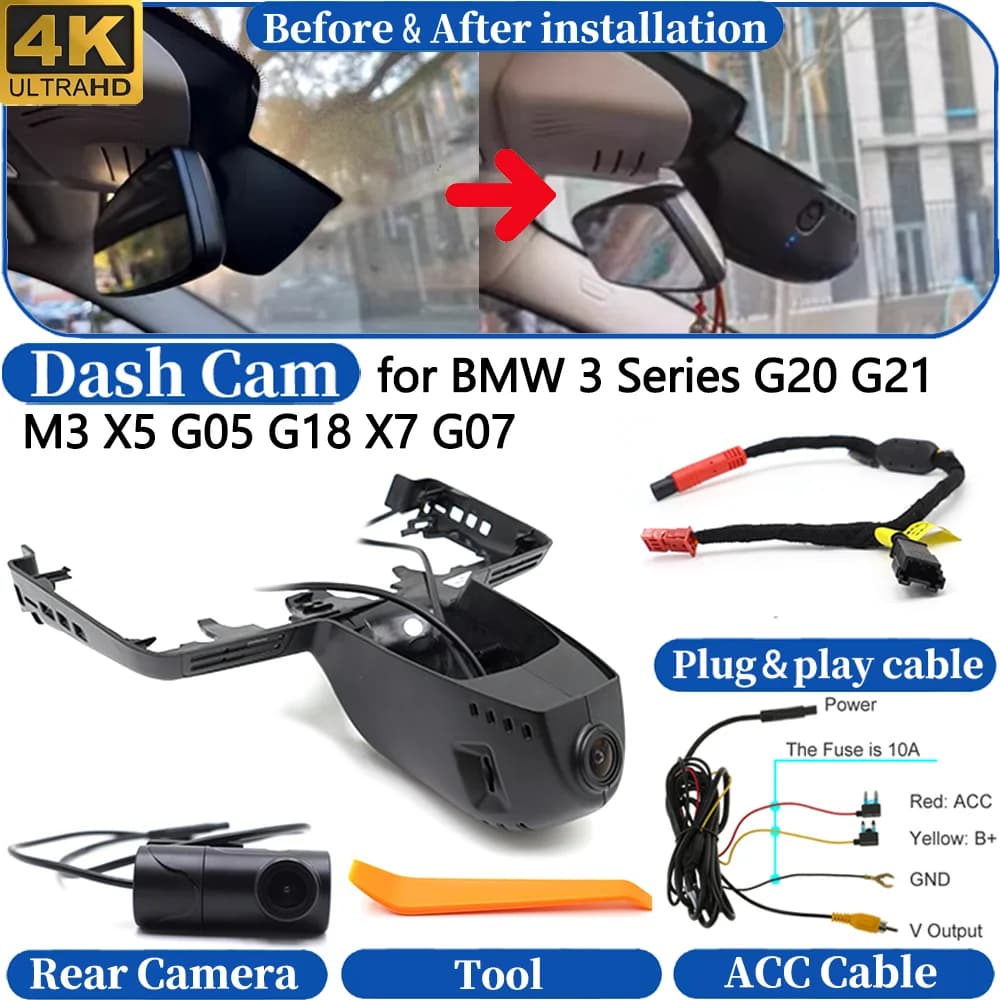 Dash Cam for BMW i3 REx i3s I01 2014 2015 2016 2017 2018 2019 2020 2021 Front＆Rear 4K DVR Dashboard Camera Video Drive Recorder