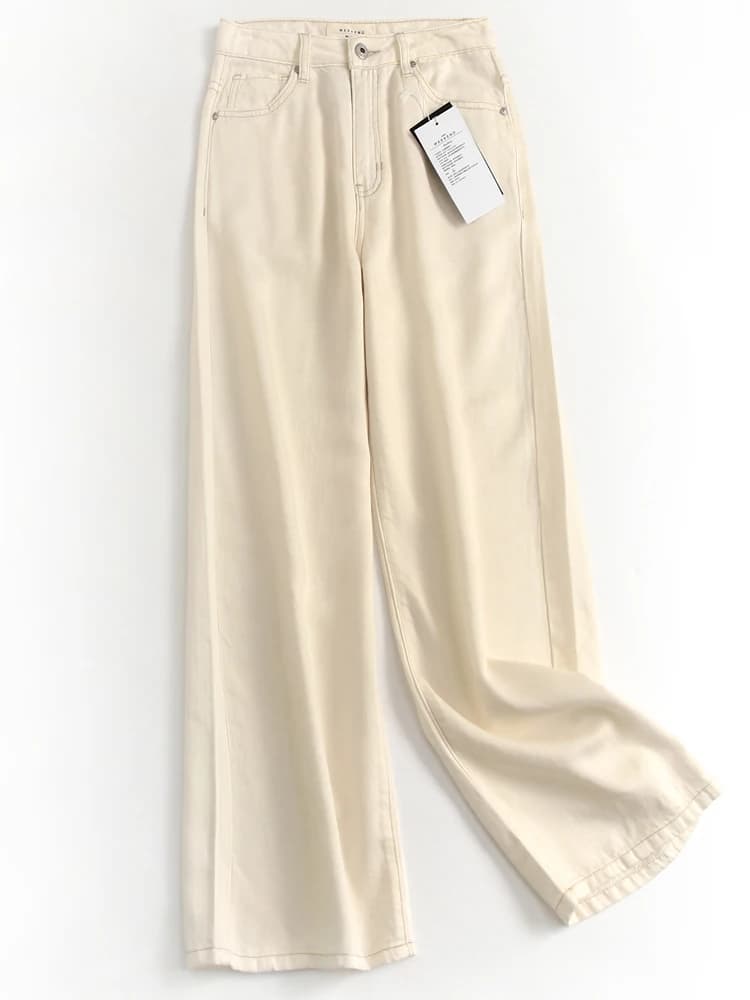 High Waist Wide Leg Soft Thin Breathable Summer Women's Jeans Drapey Floor-Length Slimming Crossbody Comfortable Stretch Denim