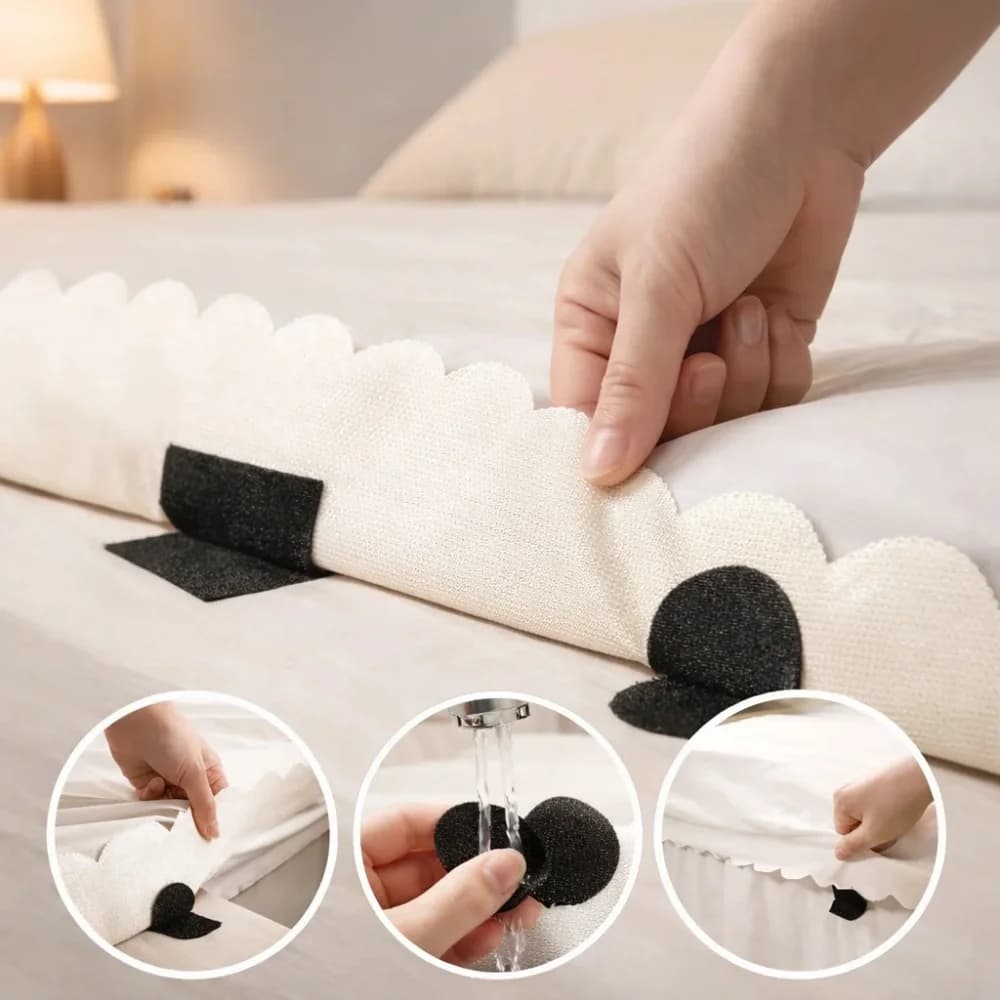10 Pezzi Adesivi Antiscivolo Anti-arricciamento per Lenzuola e Divani, Ganci e Anelli Autoadesivi Resistenti, Nastro di Fissaggio per Cuscini
