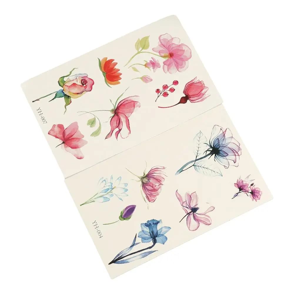 Disposable Watercolor Cherry Blossom Tattoo Sticker Waterproof Small Fresh Temporary Tattoo Sticker Anti Sweat Coloured Drawing