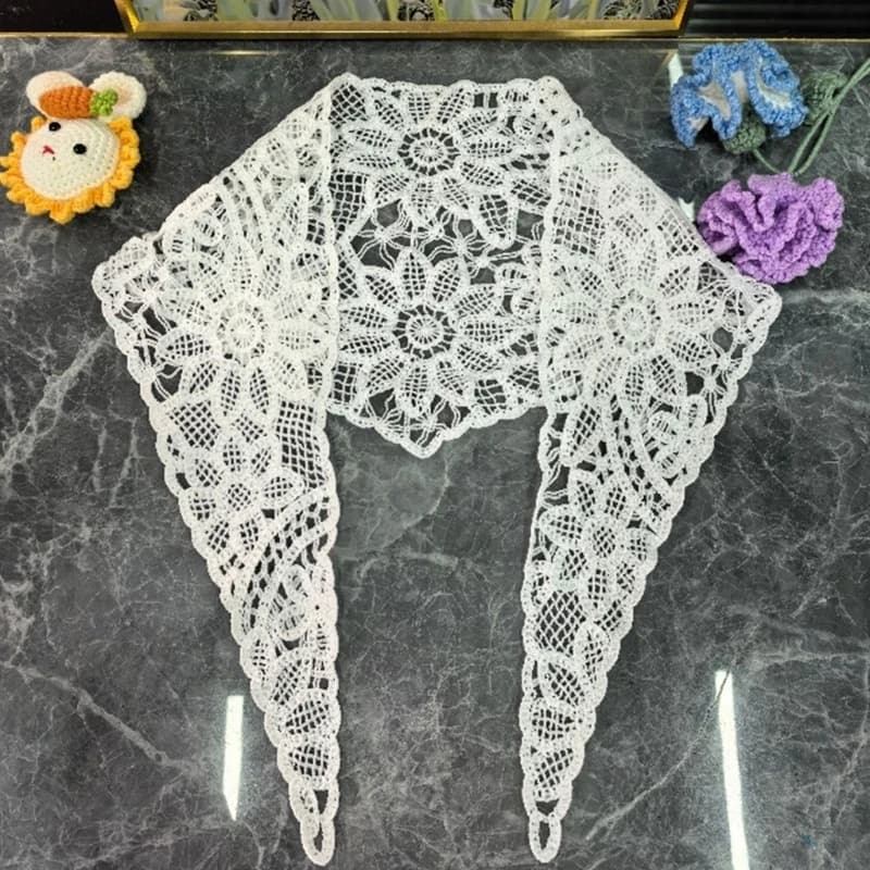 340D Soft Breathable Cotton Lace Shawl Wrap Neck Scarf For Daily Use And Travel