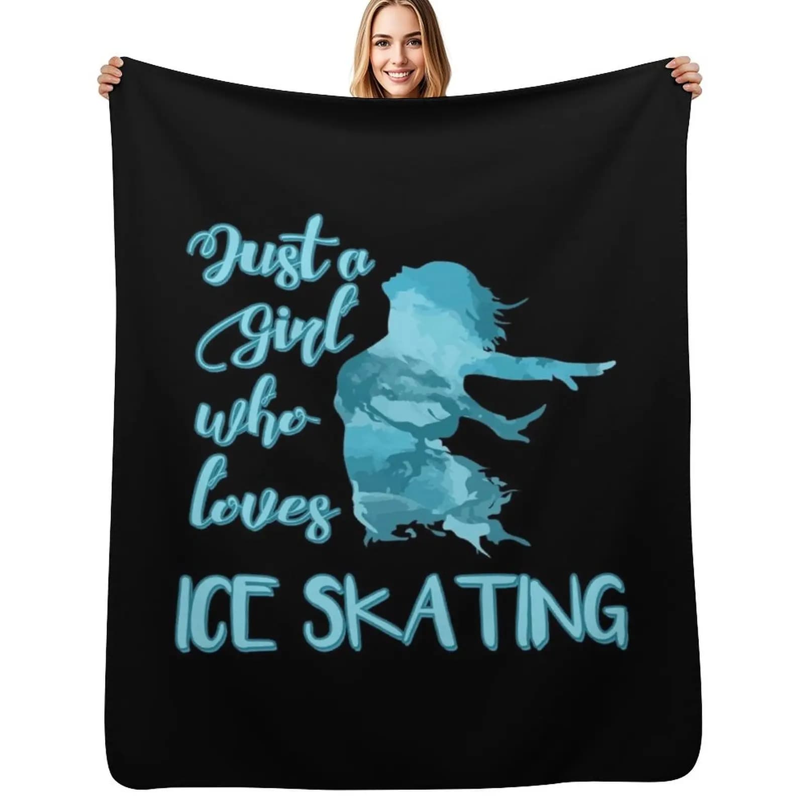 Solo una ragazza che ama pattinare sul ghiaccio, telierebbe una coperta decorativa calda per la decorazione del soggiorno