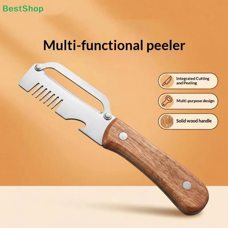 ♬ Coltello pelapatate seghettato 3 in 1, pelapatate premium con manico e apribottiglie, utensile da cucina