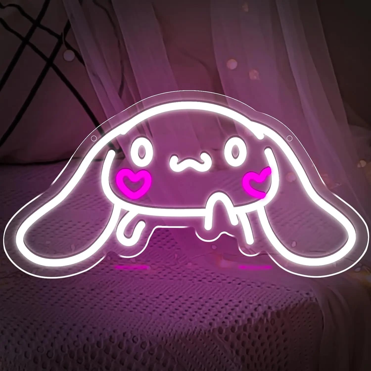Insegna al Neon Cinnamoroll, Decorazione per Camera dei Bambini, Luce LED al Neon Dimmerabile per Cameretta delle Bambine, Scrivania, Sala Studio, Aula, Asilo