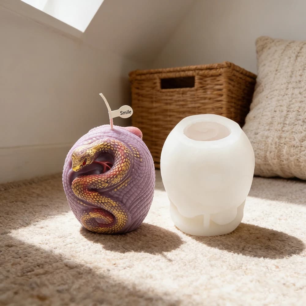 Stampo in Silicone per Candele a Forma di Uovo di Serpente, Stampo 3D a Serpente Avvolto per Candele, Saponi, Resina e Gesso, per Decorazioni Domestiche e Regali Fatti a Mano