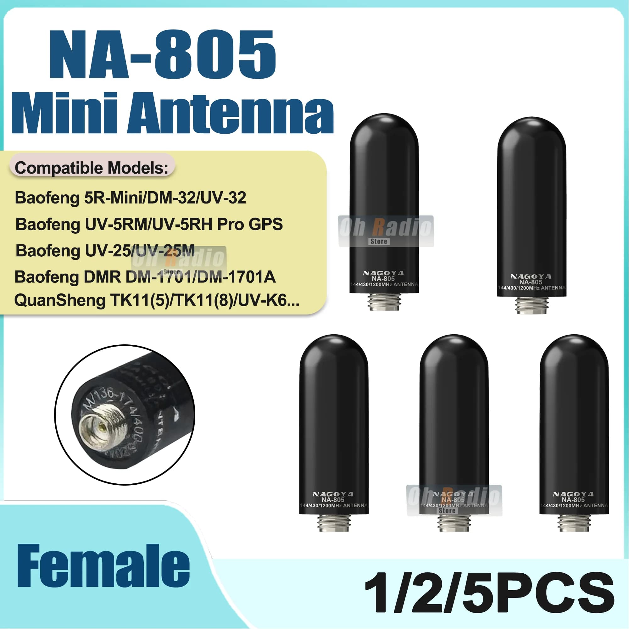 NA-805 Antenna SMA-Femmina VHF/UHF UV-5R Mini Antenna 136-174/400-520MHZ Per Iradio UV-88 UV-98 Plus Quansheng TK11(5) Radio UVK6