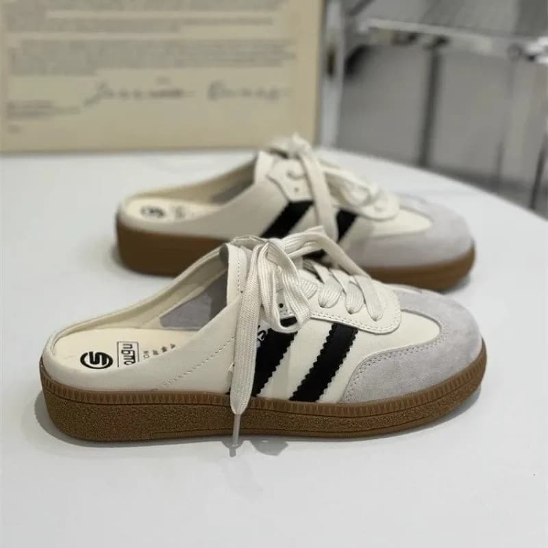 Ciabatte da donna Scarpe sportive Punta tonda Calzature piatte da donna Sneakers Zoccoli Piattaforma Slip estiva su Creeper Baotou Pantofole diapositive