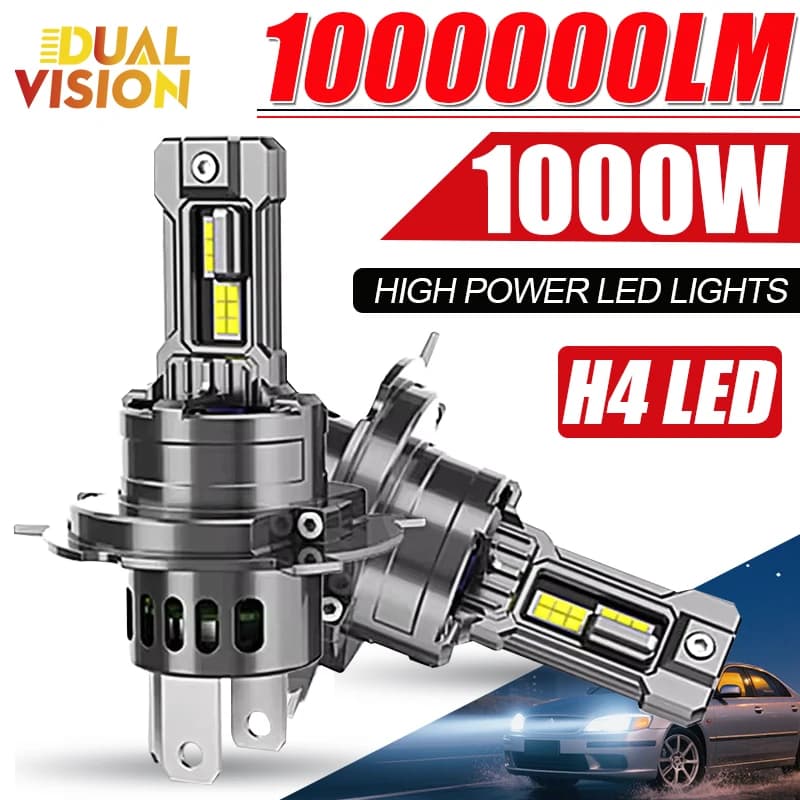 Lampadine LED H4 H7 Canbus 1.000.000LM 9003 HB2 per fari auto, abbaglianti e anabbaglianti, lampada a diodi Turbo LED, luce bianca 6000K 12V