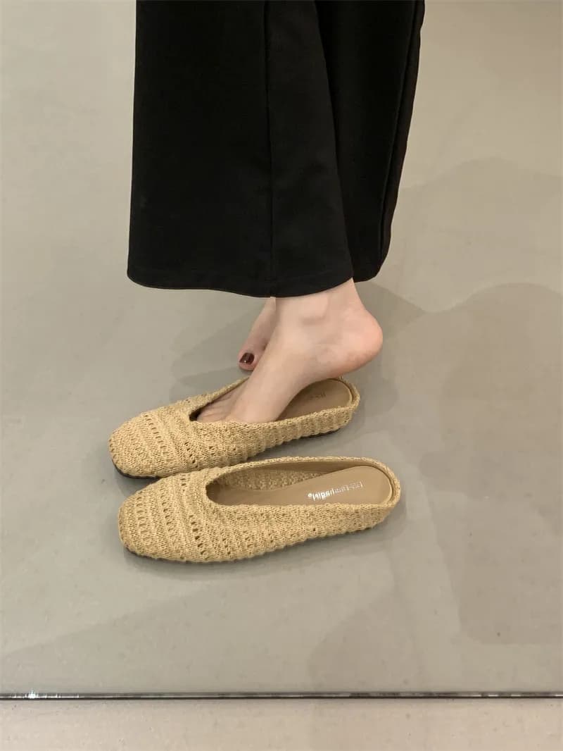 Sandali Estivi da Donna con Rete Traspirante Intrecciata, Scarpe Eleganti con Tacco Basso per Feste, Calzature da Vacanza Stile Roma