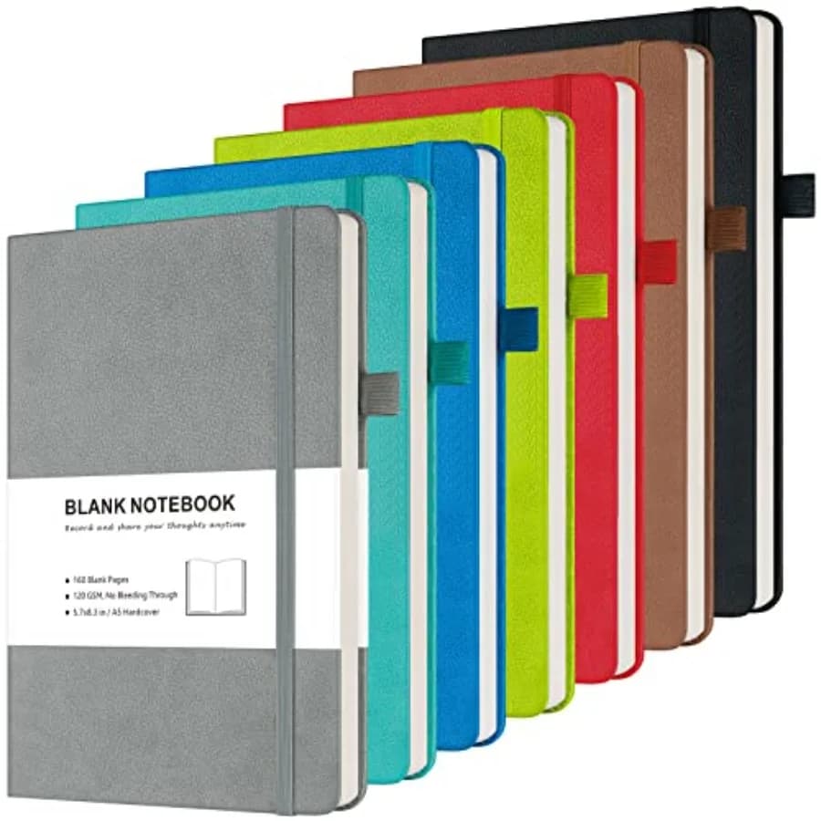 Blank Journal Notebook 7 Pack Leather Unlined Notebook Journal for Women Men Notebooks Bulk for School Work Sketchbook Writing