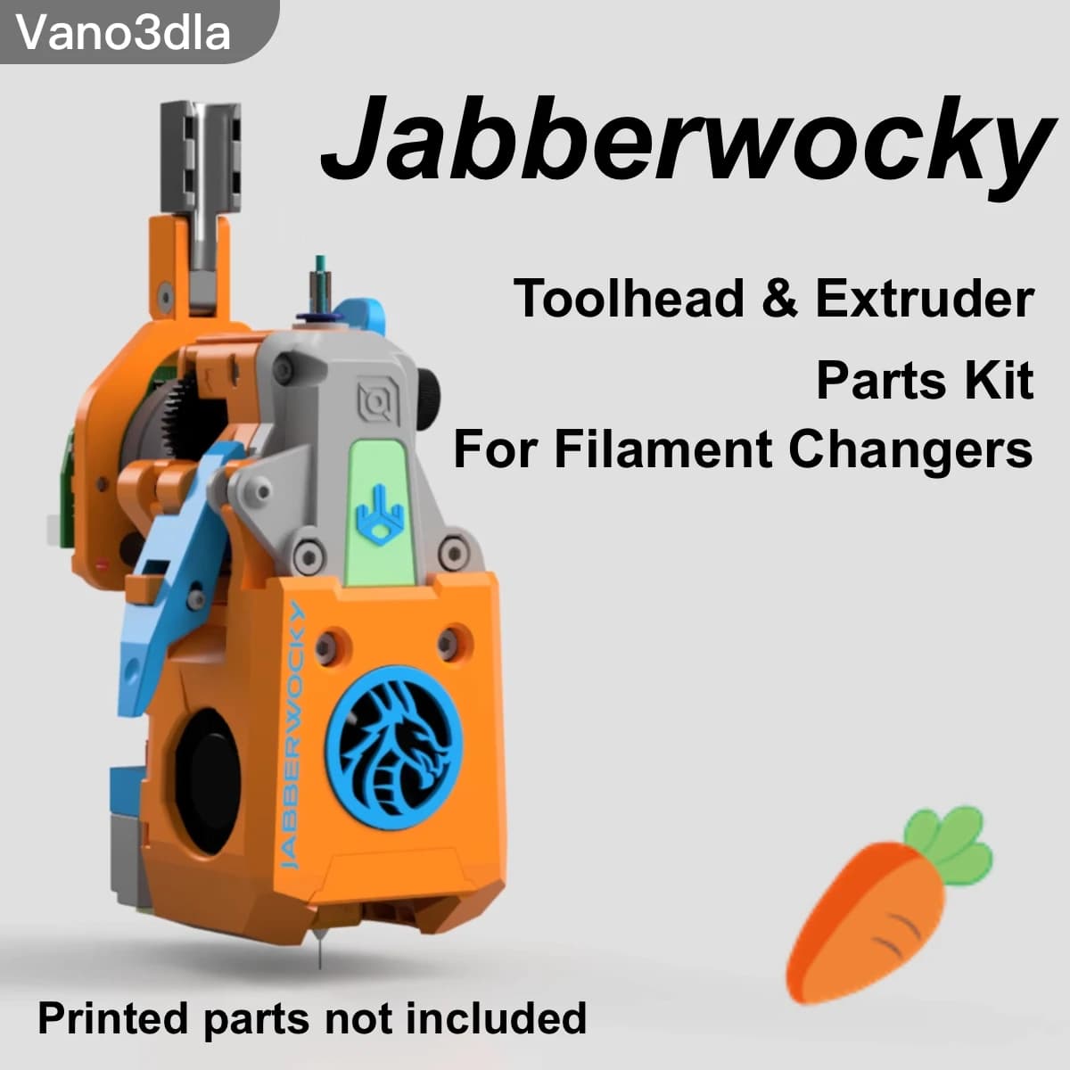 Vano3dla Jabberwocky JBW Kit testina completa con taglierina per filamenti ed estrusore per stampanti 3D e impostamenti multifilamento