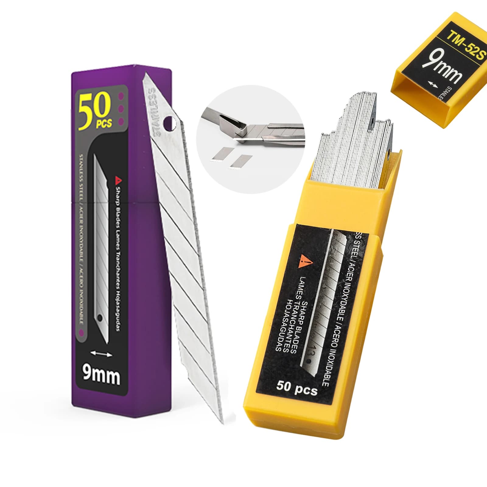 FOSHIO 30/60 Gradi 9mm Snap Off Lama In Acciaio Inox Ricariche Auto Involucro Del Vinile Pellicola Taglierina Lame di Ricambio coltello multiuso di ricambio