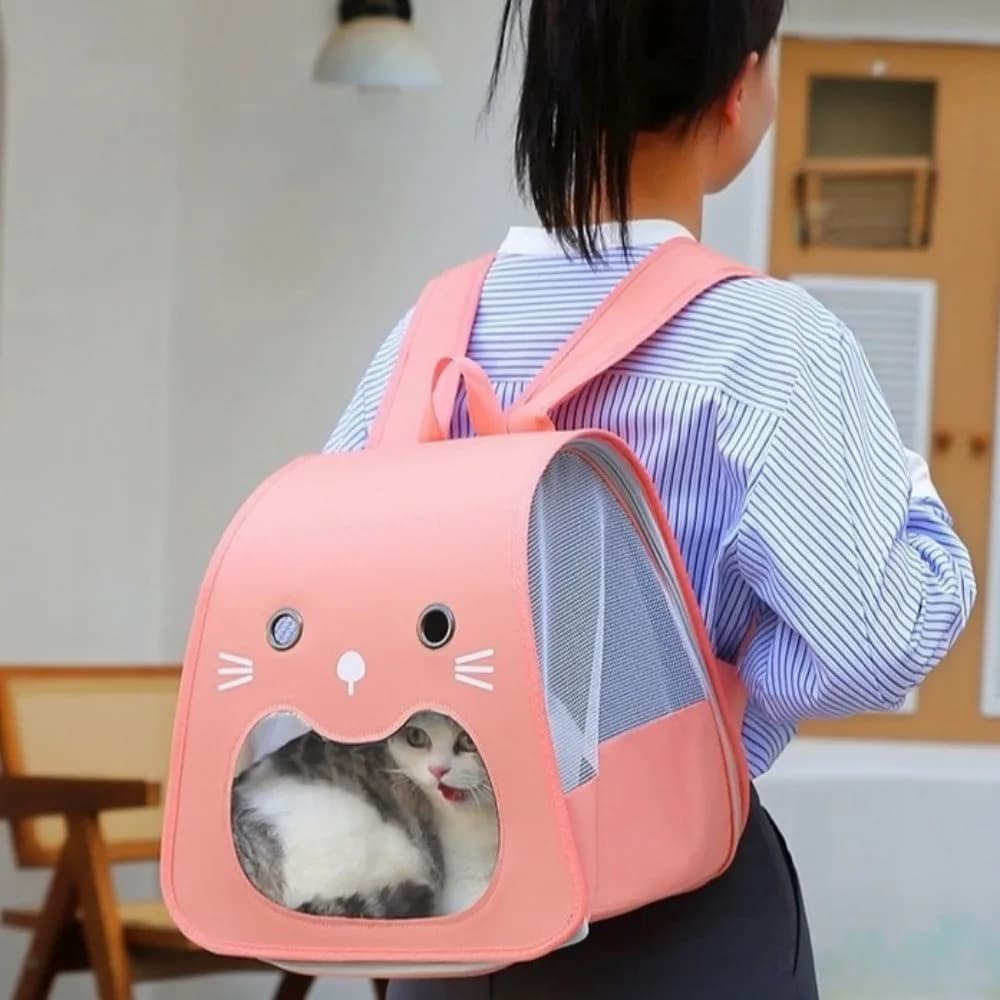Borsa Trasportino Pieghevole per Gatti, Zaino Trasportino Traspirante e Richiudibile per Animali Domestici, con Cinghia Regolabile, Borsa da Viaggio a Mani Libere per Animali
