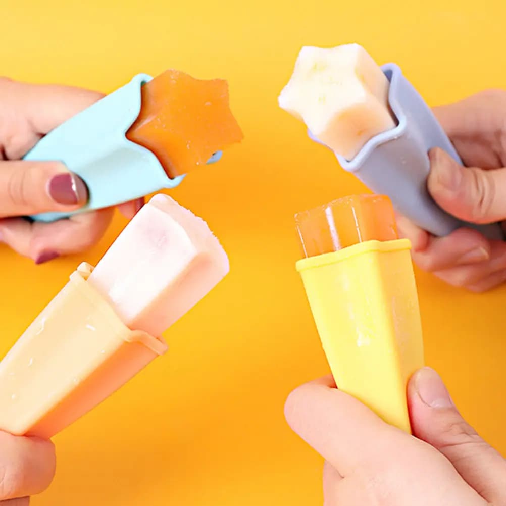 Set di 4 Stampi per Gelato in Silicone di Grado Alimentare, Creativi Stampi per Ghiaccioli per Bambini, Snack Estivi Salutari, Antiaderenti e Facili da Sformare