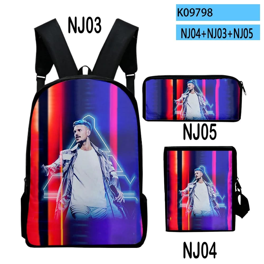 Trendy Popular Peculiar M Pokora 3D Print 3pcs/Set pupil School Bags Laptop Daypack Backpack Inclined shoulder bag Pencil Case