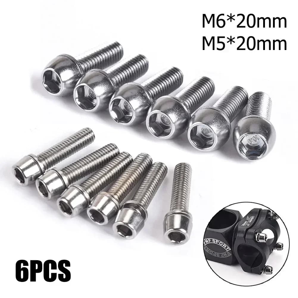 6 pz/set Viti Per Manubrio Della Bicicletta Viti In Acciaio Inox Colorate Placcate In Titanio M5/M6 * 20MM Stelo Riser Vite In Bulloni