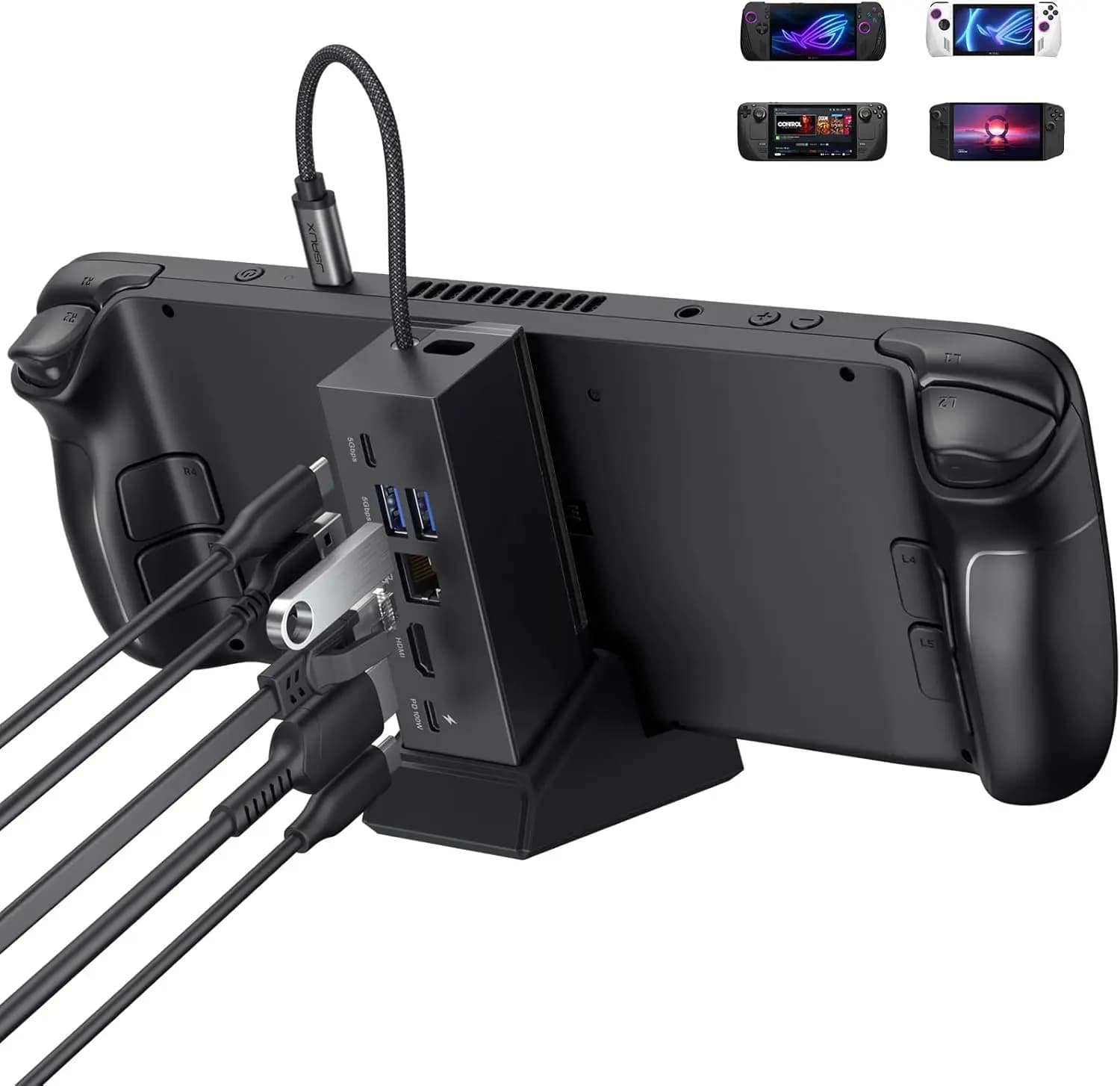 Docking station Legion Go, dock Legion Go 6 in 1 con HDMI 4K a 120 Hz, doppia USB-A 3.2 Gen 1, USB-C 3.2 Gen 1 e ricarica PD 100 W