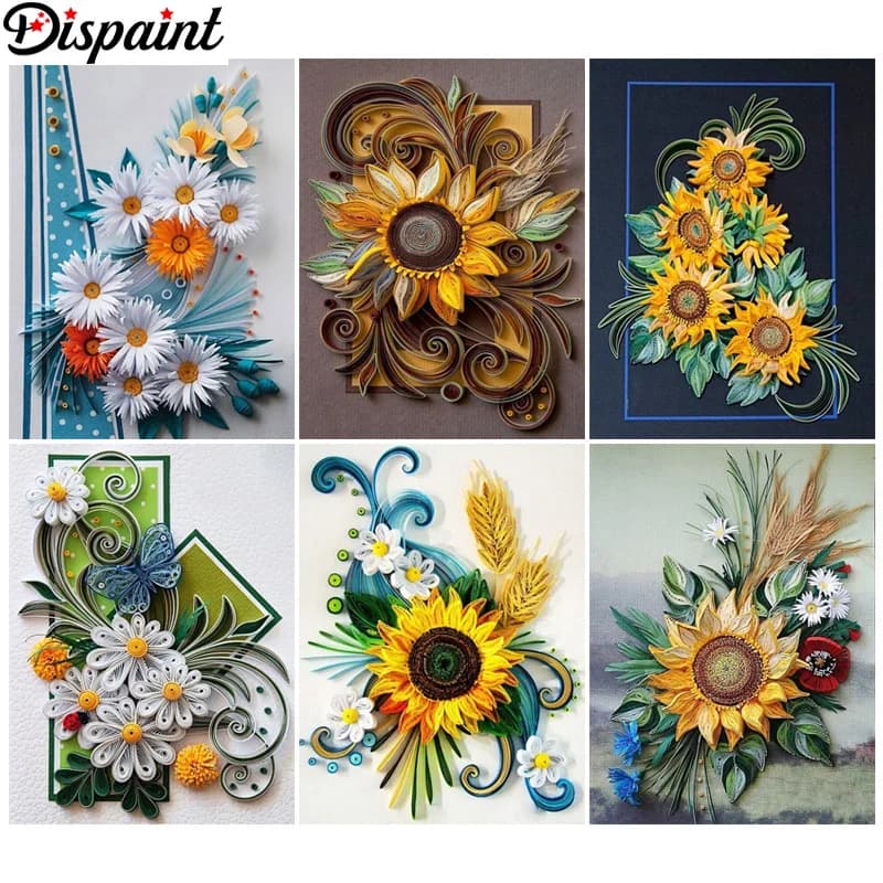 Dispaint Full Diamond Embroidery Diy 5D Diamond Painting Cross Stitch "Flower Sunflower" Full Drill Home Room Decor