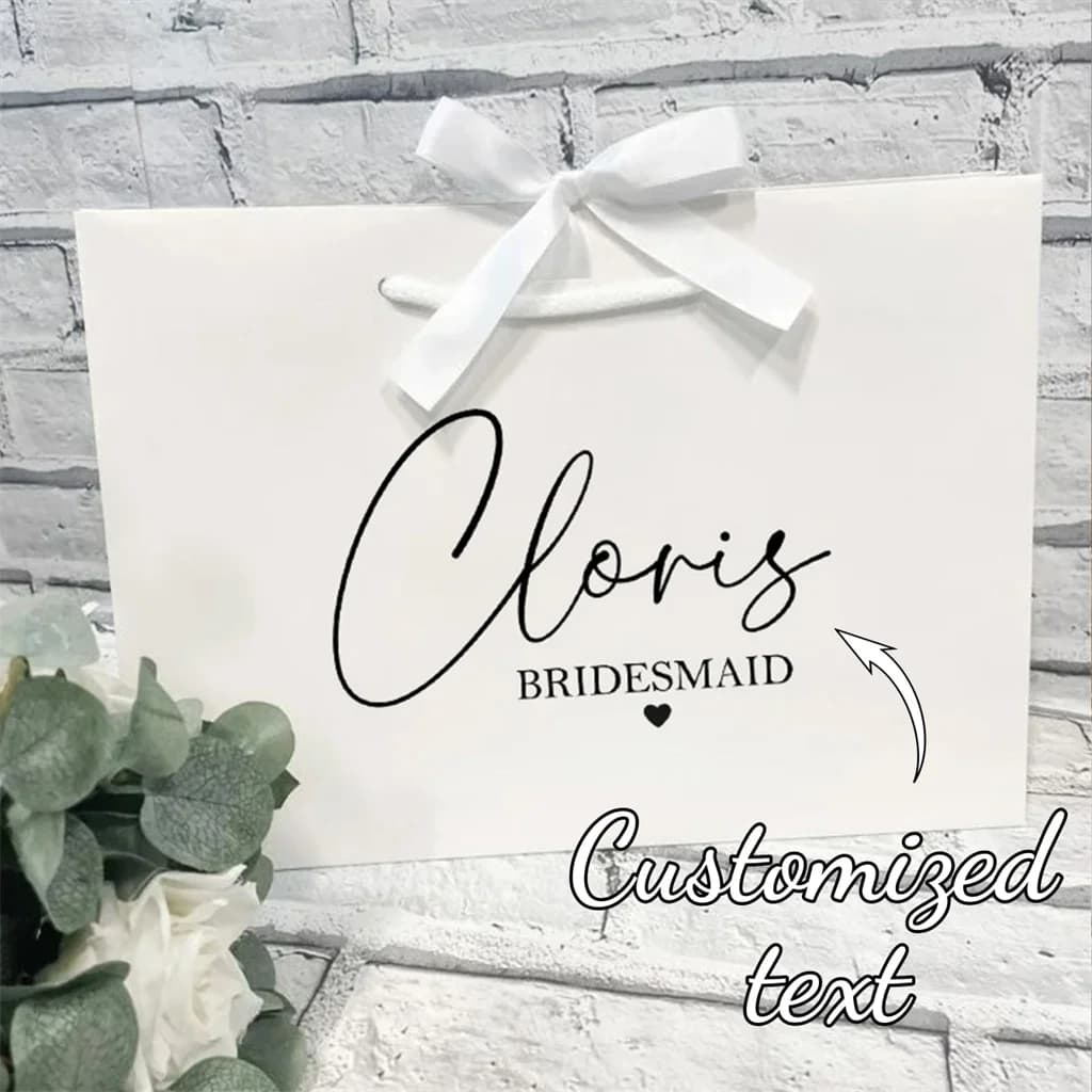 Borse Regalo Personalizzate per Damigelle e Testimoni, Sacchetti Riutilizzabili in Carta Premium per Addio al Nubilato, Borse Regalo Personalizzate per Sposa