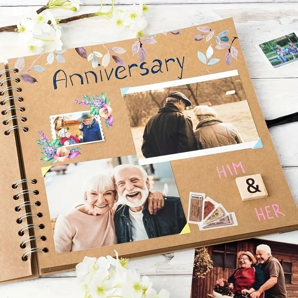 Self Adhesive Photo Album Notepad Lay-Flat Design Blank Pages Scrapbook Memory Book Kraft Paper Hardcover Album Journal Notebook
