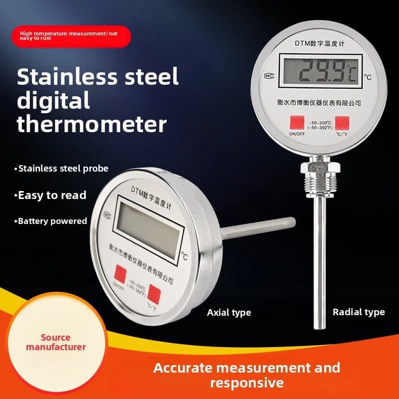 Termometro Industriale Bimetallico in Acciaio Inox ad Alta Precisione 100cc 500cc, Impermeabile con Display Digitale, Dedicato per Tubi di Caldaie