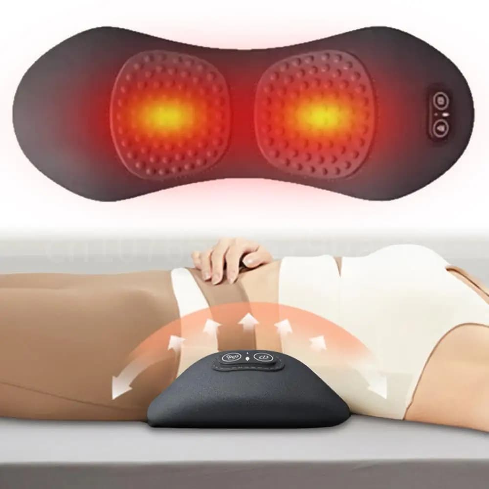 Massaggiatore per la schiena 3 in 1 Spalla portatile Sollievo dal dolore alla schiena in vita Cuscino in memory foam Cuscino di supporto lombare elettrico Sedia da letto