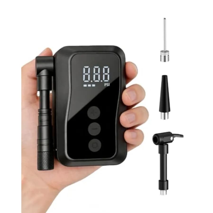 Mini Pompa per Bicicletta, Pompa Portatile con Valvola Presta e Schrader, 150/120PSI con Manometro, Arresto Automatico, Gonfiaggio Rapido