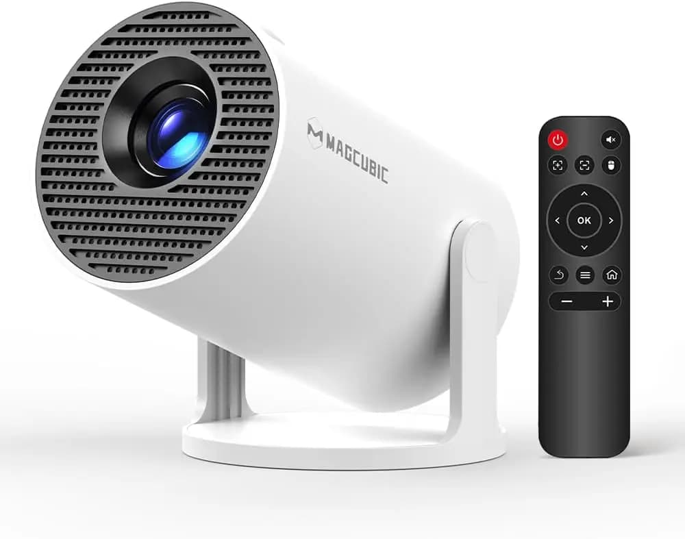 Mini proiettore con WiFi Bluetooth, supporto 4K, AutoKeystone, 180 ° Rotazione per la camera da letto di casa all'aperto