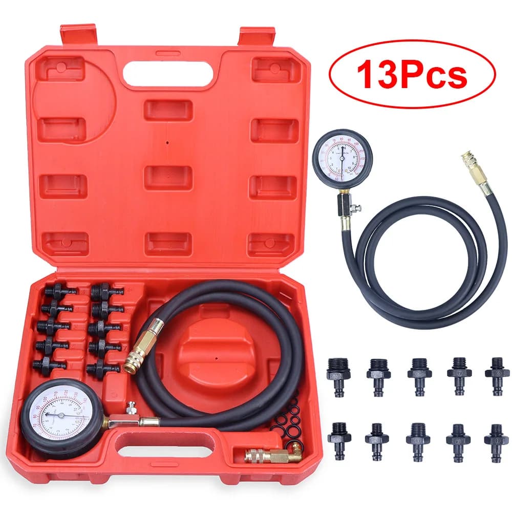Kit tester pressione olio 0-140psi Strumento professionale per manometro olio per adattatori per tubi flessibili per test diagnostici motore e custodia per il trasporto