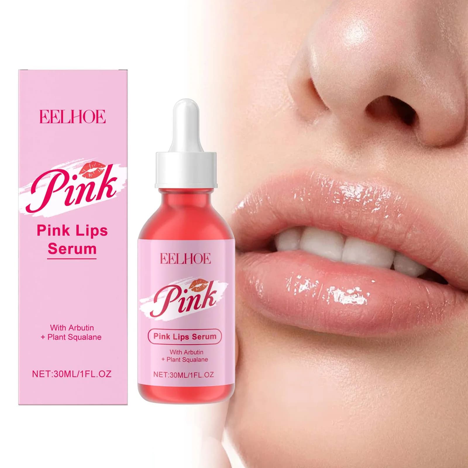 Siero per labbra rosa Olio essenziale rimpolpante per labbra Schiarente per labbra scure Rimuovi le linee delle labbra della pelle morta Illumina l'essenza di balsamo per labbra idratante