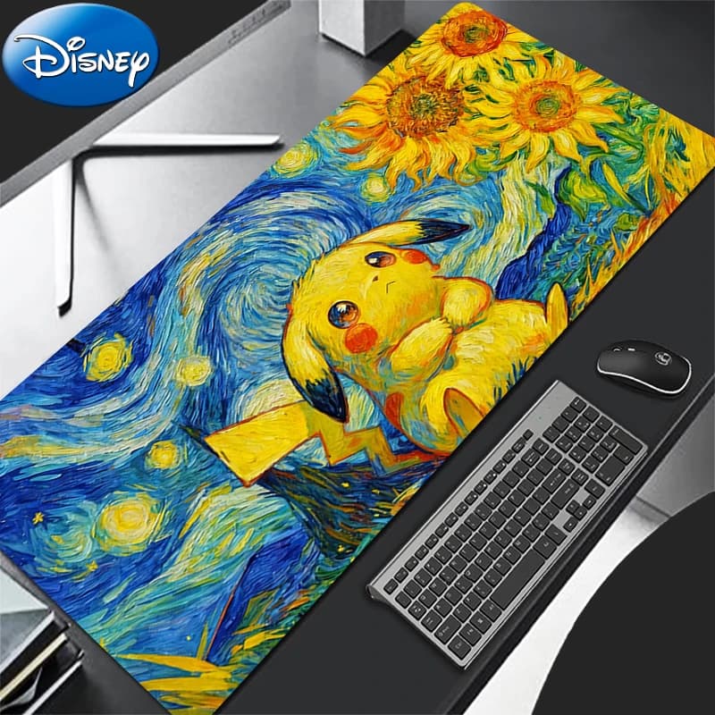Tappetino per mouse Anime Gaming Computer Mousepad kawaii Pokemon Pikachu Starry Night Art Desk Mat Tappetino per tastiera Accessori per giocatori Tappetino da tavolo