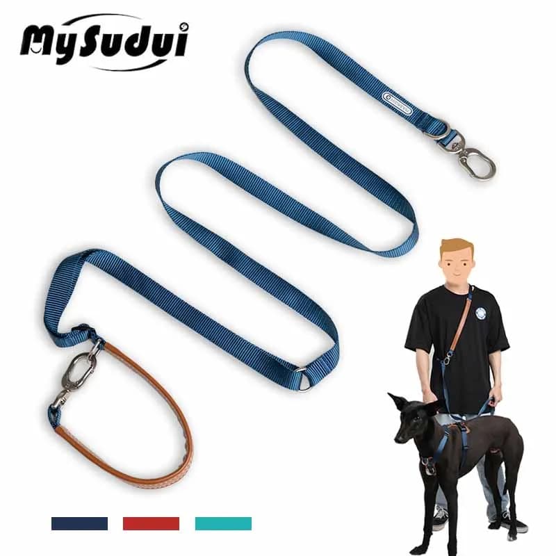 Mysudui 5 In 1 guinzaglio regolabile multifunzione per cani guinzaglio per addestramento di animali domestici guinzaglio per cani multiuso Walk 2 Dogs