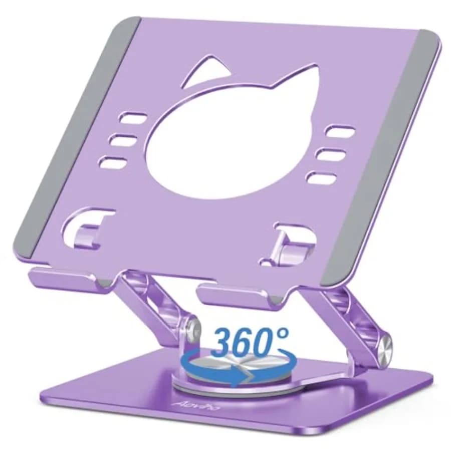 Support for Tablet 360° Swivel in Aluminium - Adjustable Support Portable Foldable for Monitor and iPad Compatible with 4-13.3 Inch Tablet