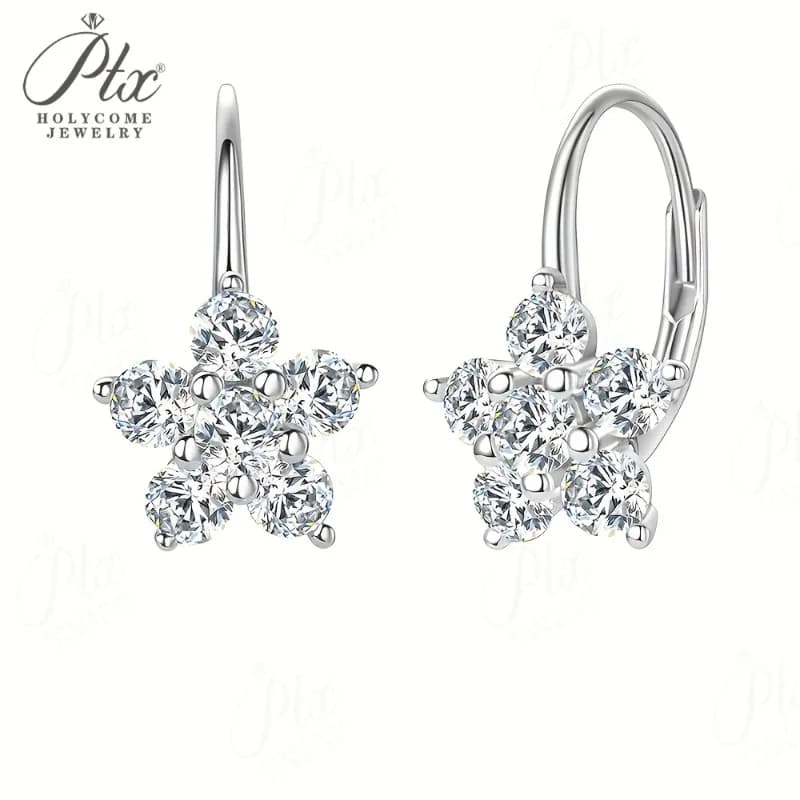 Orecchini in Moissanite a Petalo, Colore D, Purezza VVS1, Argento Sterling 925, Ipoallergenici, Gioielli Premium, Regali di Compleanno, Charm