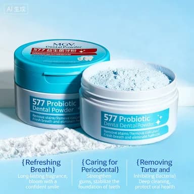 Polvere Sbiancante per Denti con Probiotici, Cura Orale Professionale, Rimozione delle Macchie, Pulizia dei Denti, Alito Fresco