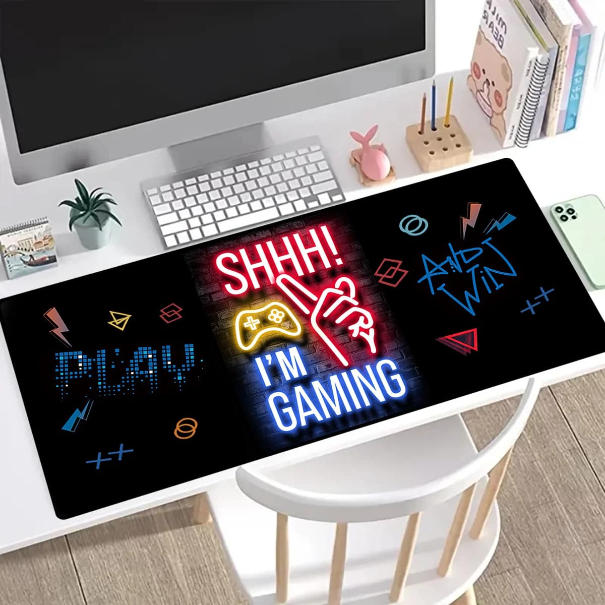 Large Play Mouse Mat for Mouse 31.5x11.8 inch for keyboard, 3D game mouse mat for living room bedroom, home game reader