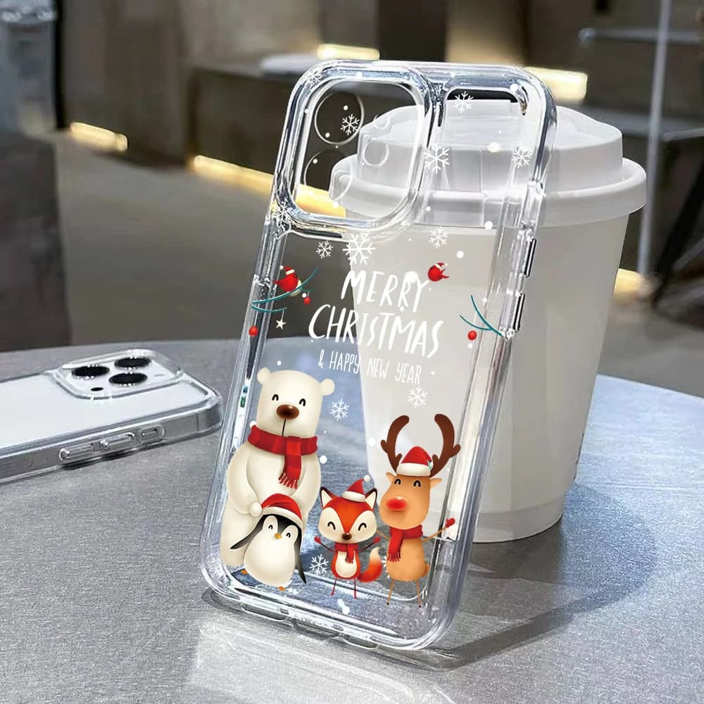 Merry Christmas New Year Gifts Phone Case For iPhone 16 Pro Max Fashion Clear Funda iPhone 13 15 12 14 11 Pro Max XR 7 8 Plus SE