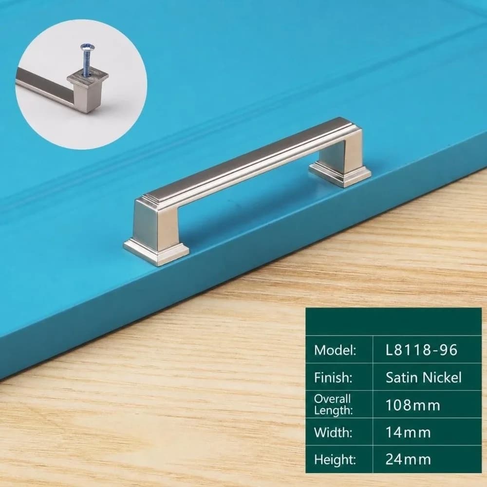 Minimalist Zinc Alloy Cabinet Handles Square Thick Solid Door Knobs Solid Construction Drawer Pulls Kitchen Cabinets