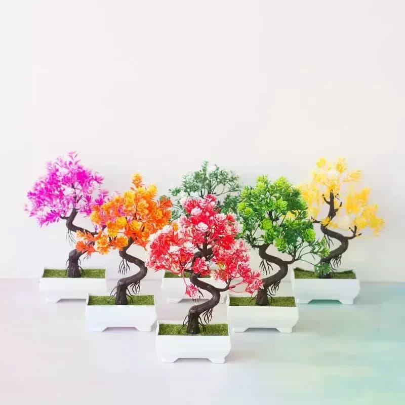 Decorative Artificial Plants, Bonsai in Vase, Small Fin Tree, Zen Garden Ornaments, Table Decoration, House and Room