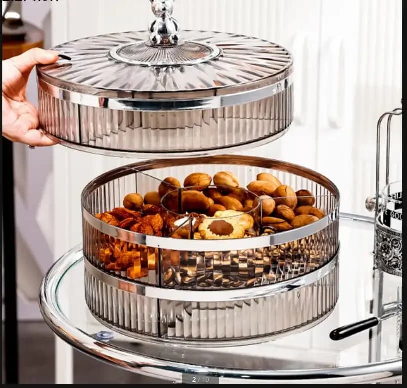 Scatola Rotonda in Plastica per Frutta Secca con Coperchio a Forma di Orso, Contenitore per Snack, Scatola per Caramelle, Piatto per Frutta, Vassoio Organizzatore per Alimenti