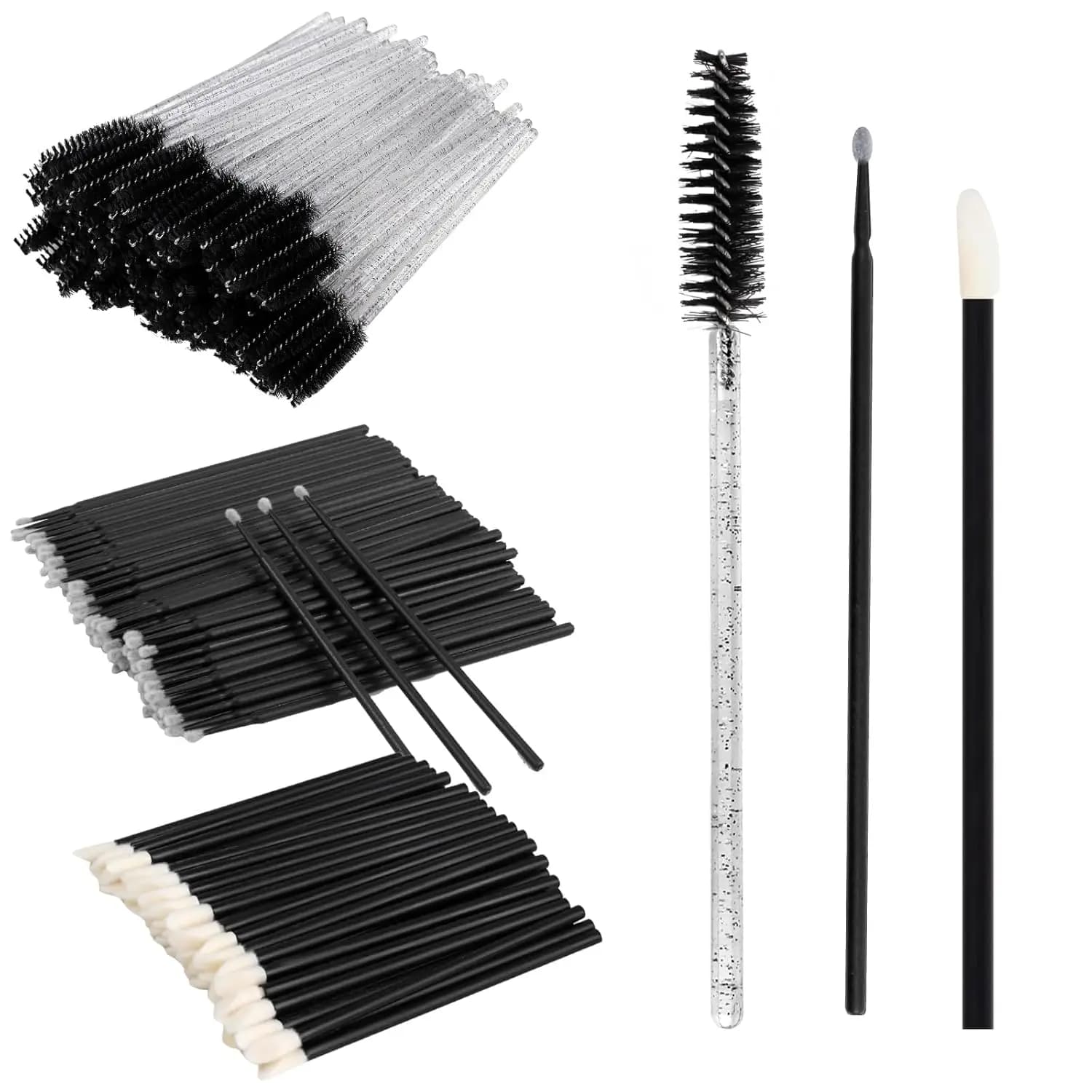 Kit di 300 Pezzi per Extension Ciglia con Micro Applicatori in Cotone, Pennelli per Labbra e Mascara per Saloni di Bellezza
