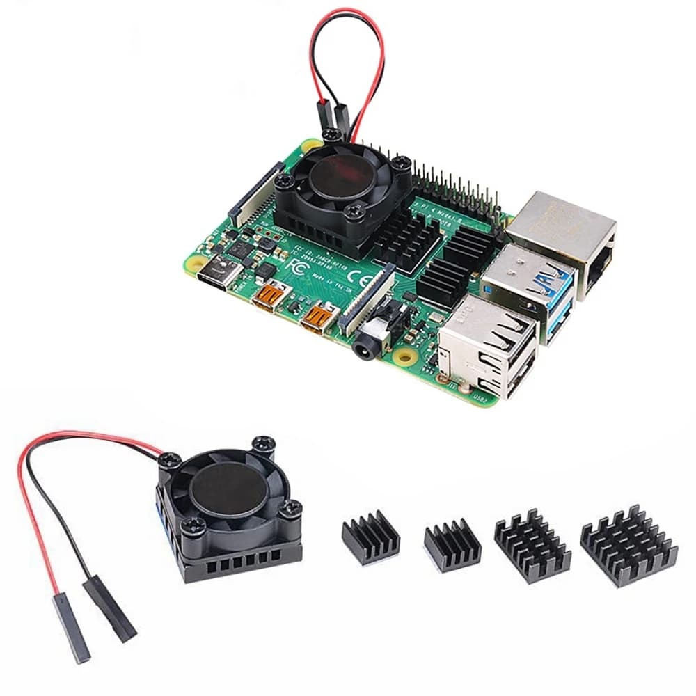 For Raspberry Pi 4 Model B Heat Sink Single Cooling Fan Kit set RAM heat sink