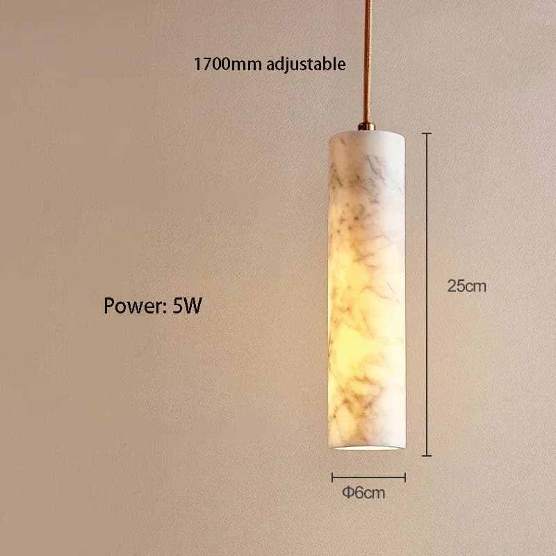 Lampada a sospensione in marmo spagnolo di lusso con venature naturali, in pietra e rame, per sala da pranzo, cucina, bar, comodino.