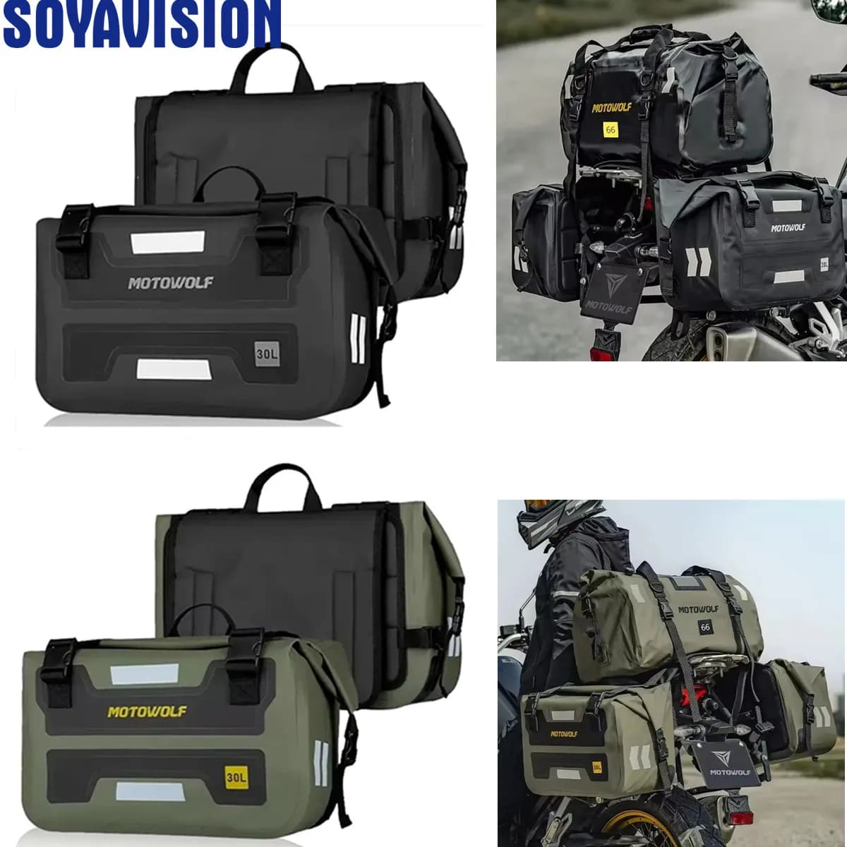 Motorcycle Saddlebags 60L Waterproof Motorbike Saddle Panniers Side Bags Travel Luggage Universal for BMW Honda Suzuki Yamaha