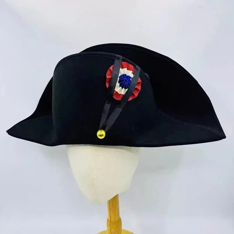 Napoleone Capitani dell'ammiraglio francese Cappello bicorne Cosplay Berretto di lana Nero Uomo Adulto Accessori per oggetti di scena Cappello Napolone francese Napoleone cl